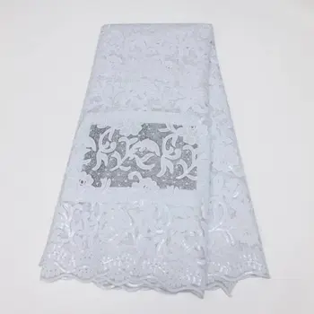 Горячая распродажа 3D белая водорастворимая блестящая африканская кружевная ткань с сеткой кружевной материал с блестками для нигерийской свадьбы