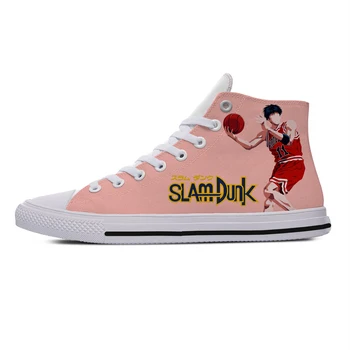 Горячие аниме-кроссовки с высоким берцем Slam Dunk, Мужская и Женская подростковая модная повседневная обувь, парусиновые кроссовки для бега, легкая обувь с 3D принтом