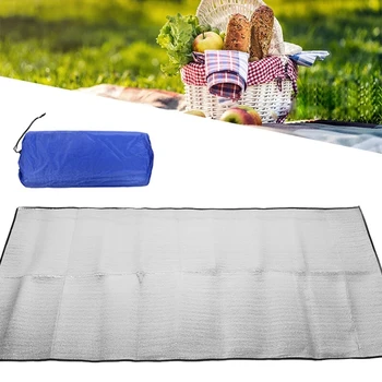 Двусторонний коврик из водонепроницаемой алюминиевой фольги EVA для кемпинга, Складной Спальный матрас для пикника, пляжный коврик для улицы