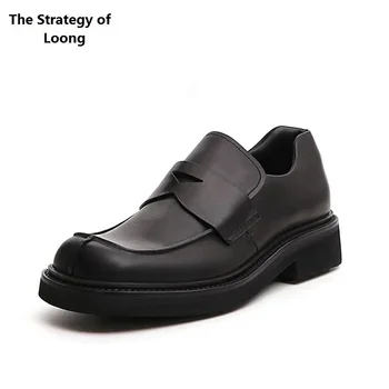 Демисезонный Новый британский стиль Ретро, толстые каблуки, массивная подошва, сшитая шнуровка, натуральная мужская обувь Learher в деловом стиле Дерби 2305