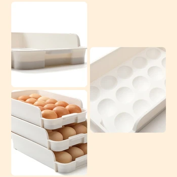 Держатель для яиц для холодильника Лоток-органайзер для яиц Штабелируемый Контейнер для хранения яиц, экономящий место Лоток для 15 яиц