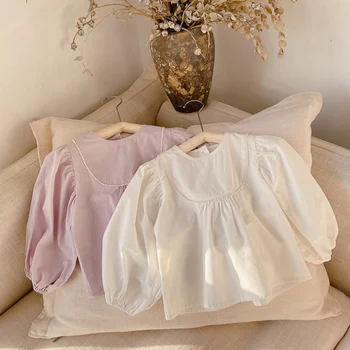 Детская блузка для девочек, куртка, верхняя одежда, 2023, Фиолетовый весенне-осенний топ, пляжные рубашки, хлопковая одежда для малышей, детская одежда