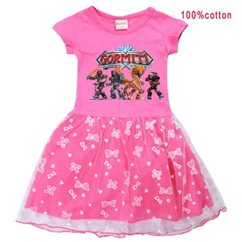 Детская Игровая одежда Gormiti Детское Летнее платье с коротким рукавом Для маленьких девочек Повседневные платья из радужной сетки Элегантная принцесса Vestidos
