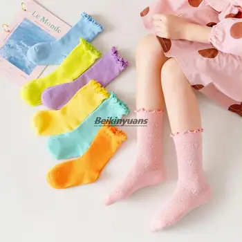 Детские летние носки, тонкие дышащие сетчатые носки японского карамельного цвета с полыми ушками love wood для девочки-младенца