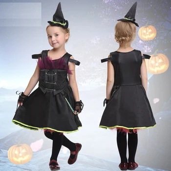 Детские фантазии, крутые нарядные платья для вечеринок, детские черно-красные костюмы на Хэллоуин / Рождество для девочек 3-11 лет, одежда для косплея