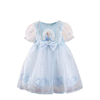 детское платье prince Frozen; Летние Модные Детские платья Для девочек; кружевная Детская одежда от 2 до 7 лет; Детская одежда; платье Принцессы
