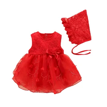 Детское платье принцессы с короткими рукавами для маленьких девочек, шапочки, тюрбаны, Ropa Bebe, Одежда для маленьких девочек, Красные платья, Одежда для новорожденных