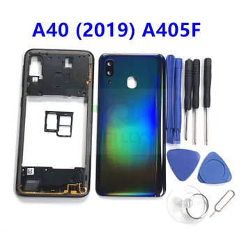 Для Samsung Galaxy A40 2019 A405F, полный корпус, средняя рамка, задняя крышка батарейного отсека, задняя дверь, оригинал