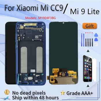 Для XIAOMI Mi CC9 Mi 9 Lite Оригинальный ЖК-экран AMOLED в сборе с передней панелью Синий серебристый