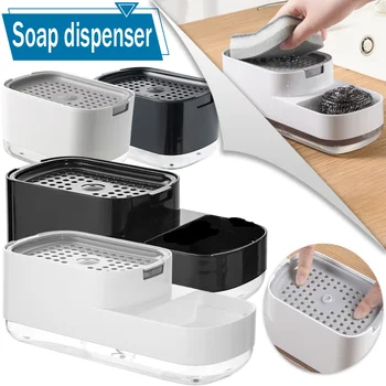 Дозатор для мыла для посуды с держателем губки, 2 в 1, дозатор мыла для столешницы, дозатор жидкости для мыла для кухонной раковины