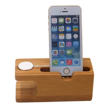 Док-станция для зарядки Apple Watch, подставка для телефона, деревянная основа, держатель зарядного устройства для Apple Watch iWatch iPhone, бамбук