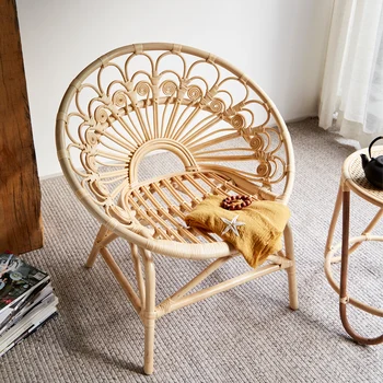 Домашние плетеные стулья для отдыха из ротанга, стулья с сетчатыми красными спинками, деревянные диваны, стулья и мебель для семьи