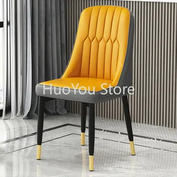 Железные Модные Обеденные стулья для салона красоты, Одноместные Кожаные обеденные стулья для визажиста, Расслабляющие Табуреты Cocina Loft SY50GM