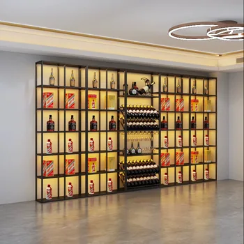 Железный винный шкаф Стеллаж для выставки товаров Простой современный Винный шкаф Baijiu Wine Винный шкаф