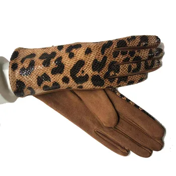 Женские зимние Теплые перчатки с сенсорным экраном из леопардовой замши, женские Сексуальные Кашемировые перчатки с рисунком Зебры, утепленные перчатки для вождения, H84