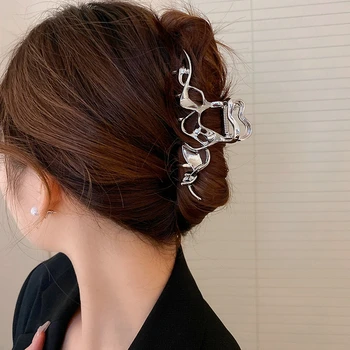 Женские оригинальные нерегулярные заколки для волос Shark Clip, металлические серебряные заколки для волос, женские аксессуары для волос, зажимы
