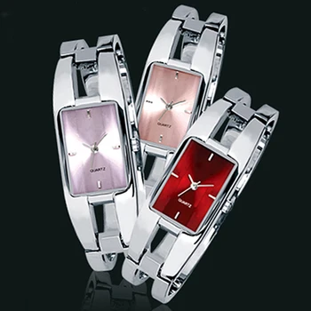 Женский браслет с квадратным циферблатом, меняющий цвет, кварцевые модные наручные часы, креативные наручные часы, мужские женские кварцевые часы