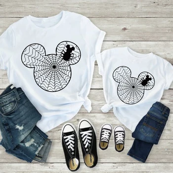 Забавные футболки с Микки Маусом, женские летние повседневные топы для мамы и дочки, футболка для маленьких девочек, одинаковая одежда для семьи в стиле Харадзюку