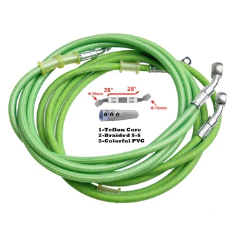 Зеленый от 1500 до 2200 мм Гидравлический тормозной шланг, точечный маслопровод, Плетеный кабель, Банджо, Хромирование 10 мм Для универсального