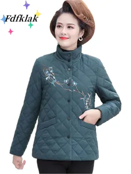Зимняя женская куртка Fdfklak, куртки с вышивкой, теплое пальто с длинным рукавом, парка, женская верхняя одежда большого размера, воротник-стойка, Veste Femme