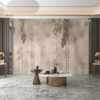 Изготовленные на заказ бамбуковые настенные росписи современные настенные росписи для гостиной пейзажный фон для кабинета чайная комната спальня 3D домашний декор