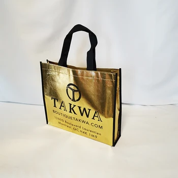 Изготовленные на заказ сумки для покупок из нетканого материала с золотым лазером и ручкой, роскошная металлическая сумка-тоут с логотипом для подарочной упаковки одежды