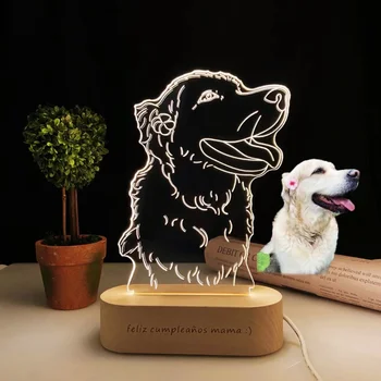 Изготовленный на заказ 3D ночник для фотографий домашних животных, Кошка, собака, 3D лампа для фотографий домашних животных, мемориальная лампа, декор спальни, подарок для любителей домашних животных, Прямая поставка