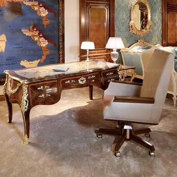 изготовленный на заказ стол из массива дерева европейского суда, большая французская вилла для письма, роскошный стул для книг, мебель на заказ
