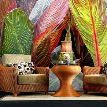 Индивидуальные 3D-фрески, обои с красными листьями, тропический лес, обои для гостиной, спальня, картина, Фото домашнего декора