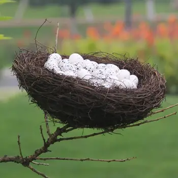 Искусственное гнездо для пасхальных яиц, орнамент из ротанга в деревенском стиле, декор для пасхальной вечеринки, птичье гнездо, поделка