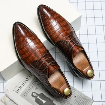 Итальянские мужские модельные туфли Осенние кожаные офисные туфли на шнуровке для мужчин, мокасины для вождения, модная обувь для вечеринок