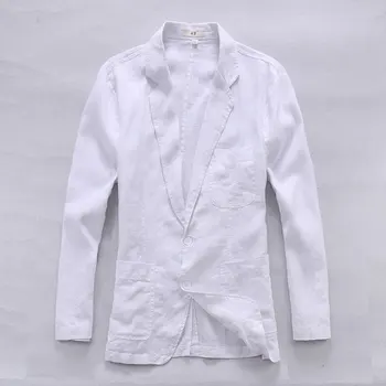 Итальянский бренд, белая куртка, мужская Удобная льняная куртка с длинным рукавом, мужская куртка из чистого льна, модная одежда, Куртки для мужчин, повседневная жакета