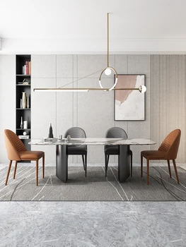 Итальянский легкий роскошный импортный стол из роскошного камня Pandora, дизайнер высокого класса, современный простой мраморный обеденный стол и чай