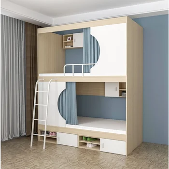 Капсульная кровать для взрослых, верхняя и нижняя кровати для маленькой семьи, двухслойные кровати, Двухслойные Многофункциональные кровати для молодежных хостелов