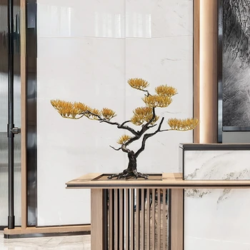 Китайское металлическое приветственное украшение из сосны, удачная большая модельная комната, стойка регистрации, гостиная, украшения для входа ручной работы
