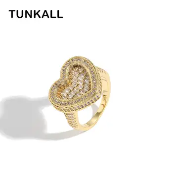 Кольца в форме сердца, женские ювелирные изделия из латуни с фианитами, мужские кольца в стиле хип-хоп R062