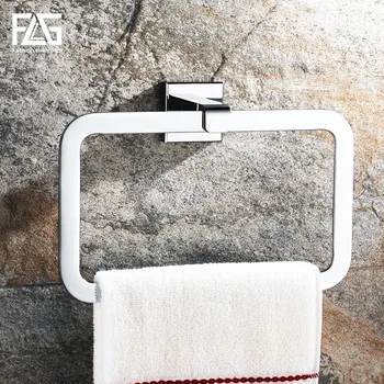 Кольцо для полотенец FLG Квадратный Настенный Держатель оборудования для ванной Комнаты Вешалка Латунные Аксессуары для ванной Комнаты Хромированная Вешалка для банных полотенец