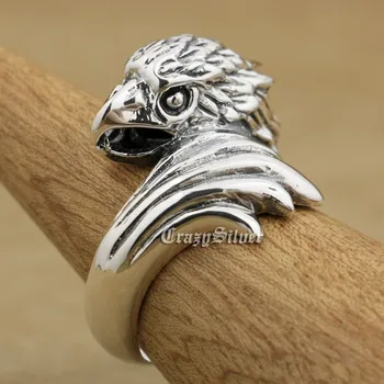 Кольцо с огромным орлом из стерлингового серебра 925 пробы, мужское байкерское рокерское панк-кольцо 9W007, Размер США от 7 до 15