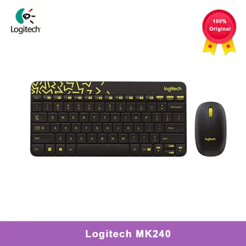 Комбинированный набор беспроводной клавиатуры и мыши Logitech MK240 Nano, подходящий для использования в ноутбуке, настольном компьютере, домашнем офисе.