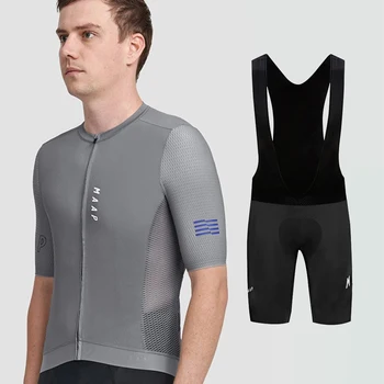 Комплект майки для велоспорта MAAP, летняя рубашка для горного велосипеда, костюм, Дышащая велосипедная спортивная одежда для мужчин, короткий рукав и быстросохнущие нагрудники, брюки