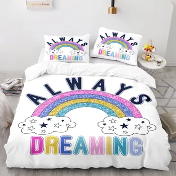 Комплект постельного белья Rainbow Single Twin Full Queen King Size Sky и Baiyun Bed Set Aldult Комплекты пододеяльников для детской спальни с 3D принтом 015