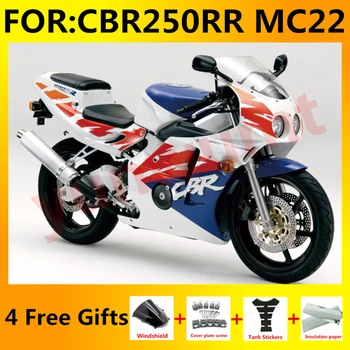Комплекты мотоциклетных обтекателей подходят для Cbr250rr 1990-1994 NC22 CBR 250 RR MC22 CBR250 RR 1993 Комплект обтекателей для всего кузова синий белый