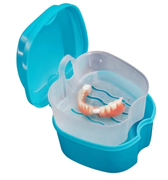 Коробка для ванны для ухода за зубными протезами 1ШТ, чистка вставных зубов, уход за больными с подвесным сетчатым контейнером, Чистка вставных зубов, чехол для ванны