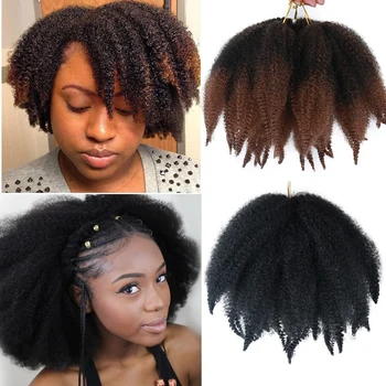 Короткие Мягкие Афро Кудрявые Вьющиеся Волосы 8 дюймов Marley Hair Braids Синтетические Мягкие Цветные Пряди Для Наращивания Волос Крючком Для Женщин