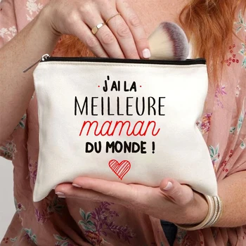 Косметичка с французским принтом Best Mom, женские косметички для макияжа, сумка для стирки, подарки на День матери, организация туалетных принадлежностей для путешествий