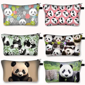 Косметички с изображением животного панды в стиле Каваи, женская сумка для хранения, дорожная женская косметичка, органайзеры для губной помады, косметичка для девочек