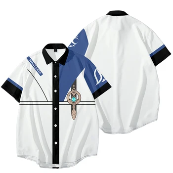 Костюм для косплея, Рубашка С коротким рукавом Genshin Impact Traveler, весенне-осенний товар, Модный Топ Поклонников Genshin Impact