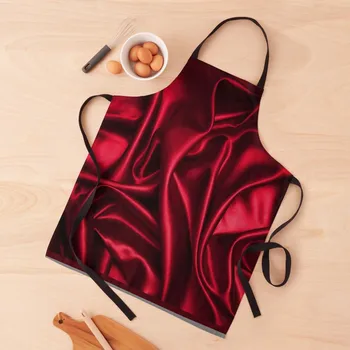 Красный атласный фартук Кухонные принадлежности фартуки для маникюра Женская домашняя одежда