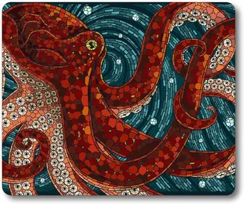 Красный Осьминог Коврик Для Мыши Octopus in The Oceans Индивидуальный Прямоугольный Нескользящий Резиновый Коврик Для Мыши Игровой Коврик Для Мыши