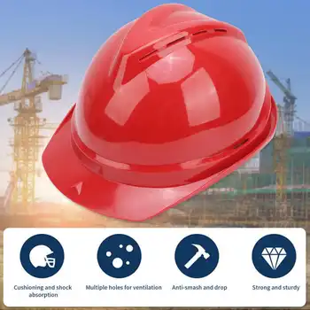 Красный промышленный шлем, дышащая защитная рабочая каска для строительных площадок, работы в саду